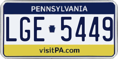 PA license plate LGE5449