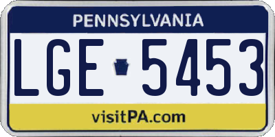 PA license plate LGE5453