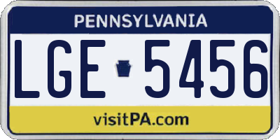 PA license plate LGE5456