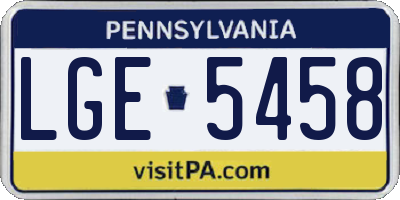 PA license plate LGE5458
