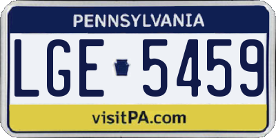PA license plate LGE5459