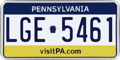 PA license plate LGE5461