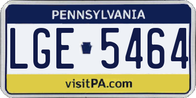PA license plate LGE5464