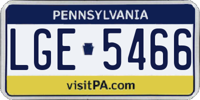PA license plate LGE5466