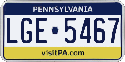 PA license plate LGE5467