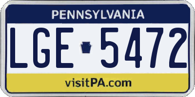 PA license plate LGE5472