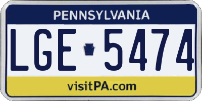 PA license plate LGE5474