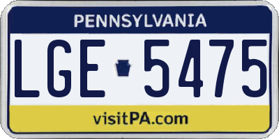 PA license plate LGE5475
