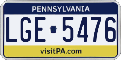 PA license plate LGE5476