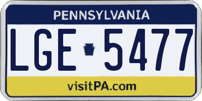 PA license plate LGE5477