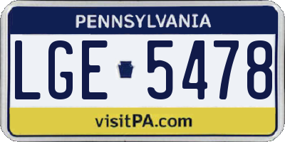 PA license plate LGE5478