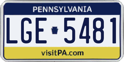 PA license plate LGE5481
