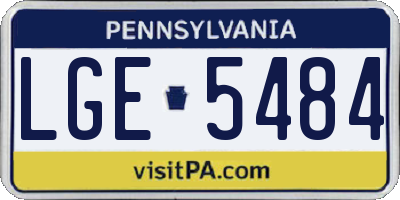 PA license plate LGE5484