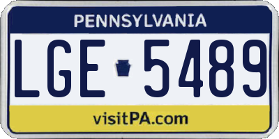 PA license plate LGE5489