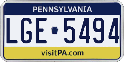 PA license plate LGE5494