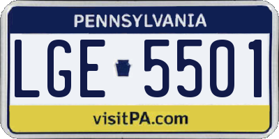 PA license plate LGE5501