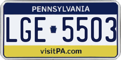 PA license plate LGE5503