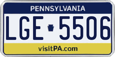 PA license plate LGE5506