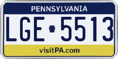 PA license plate LGE5513