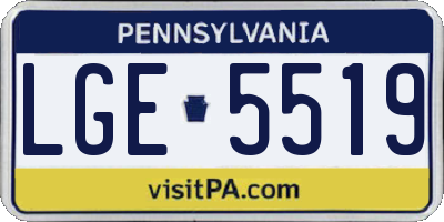 PA license plate LGE5519