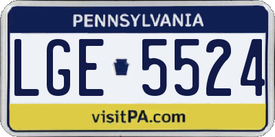PA license plate LGE5524