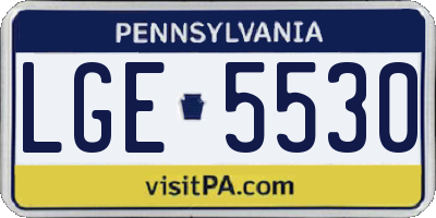 PA license plate LGE5530