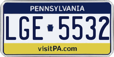 PA license plate LGE5532