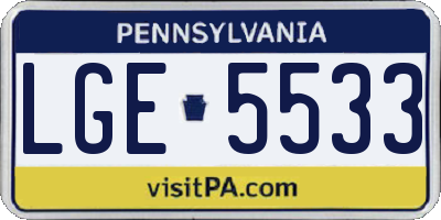 PA license plate LGE5533