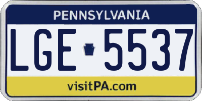 PA license plate LGE5537