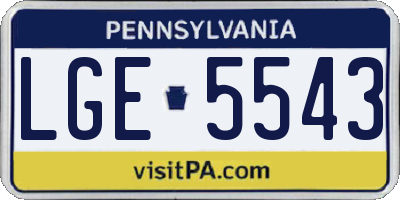 PA license plate LGE5543