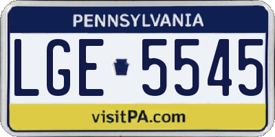 PA license plate LGE5545