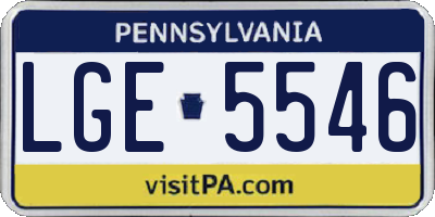 PA license plate LGE5546