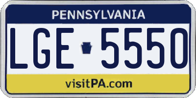 PA license plate LGE5550