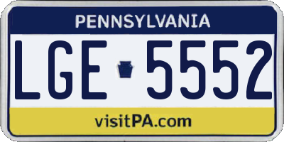 PA license plate LGE5552