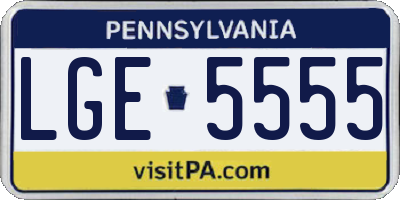 PA license plate LGE5555