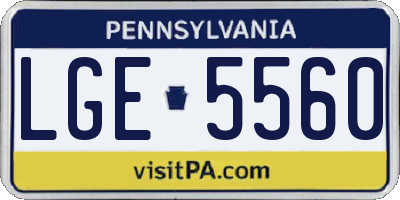PA license plate LGE5560