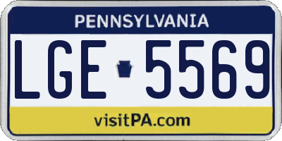 PA license plate LGE5569