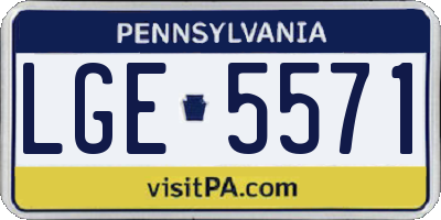 PA license plate LGE5571