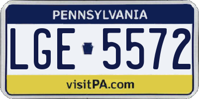 PA license plate LGE5572
