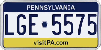 PA license plate LGE5575