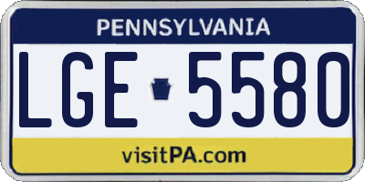 PA license plate LGE5580