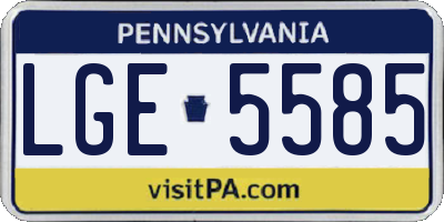 PA license plate LGE5585