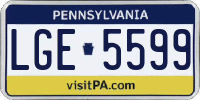 PA license plate LGE5599