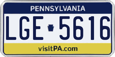 PA license plate LGE5616
