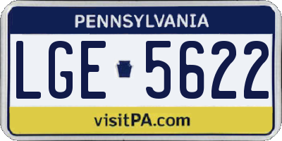 PA license plate LGE5622