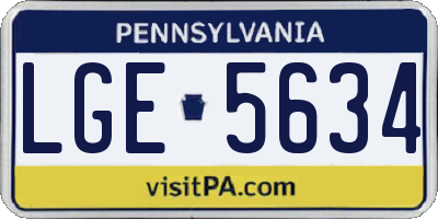 PA license plate LGE5634