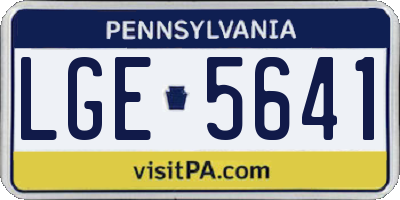 PA license plate LGE5641