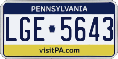 PA license plate LGE5643