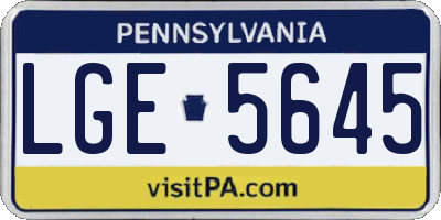 PA license plate LGE5645