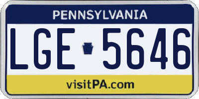 PA license plate LGE5646